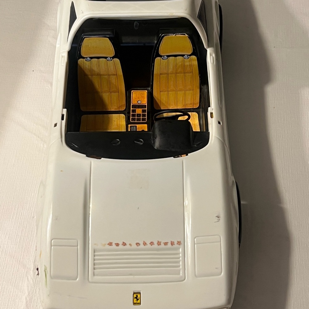 Barbie Ferrari  Car in White with Yellow Seats